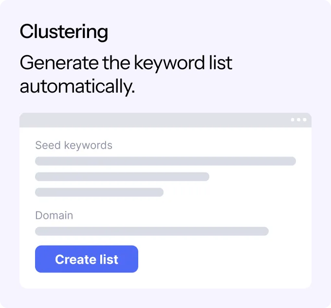 Clustering — generate the keyword list automatically